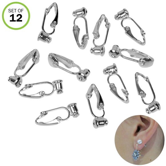 Earring Converters -NEW- Set of 12 (6 Pairs) Clip-on Clasps Non Pierced - Picture 1 of 5
